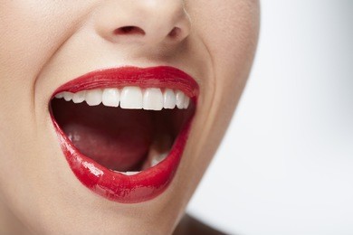 close up of young woman's mouth