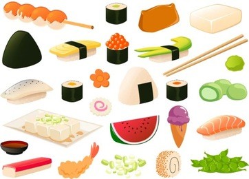 vector illustration of japanese food.