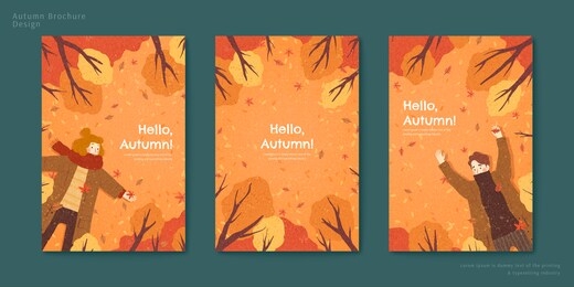 couple lying down together on autumn forest floor illustration set
