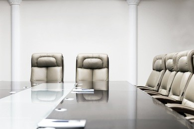 luxurious meeting room in a big corporation is sepia style