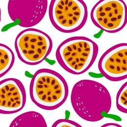 passion fruit exotic fruit pattern. vector seamless background made in funny doodle style. clipart food elements. hand painted elements.