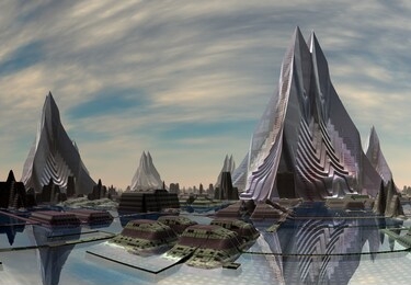 3d rendered futuristic alien city - 3d illustration