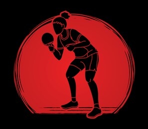 ping pong player, table tennis action cartoon graphic vector