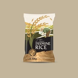 rice package mockup thailand food products, vector illustration