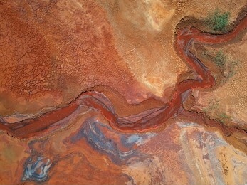 top down view of  the copper mines at minas de río tinto, in huelva, spain.