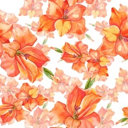 
watercolor lilies in a seamless pattern. can be used as fabric, wallpaper, wrapper.