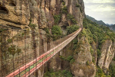 chain bridge in wenzhou, china yandang mountain, (yandang mountain is china's famous geological park, formed in 120 million years ago)