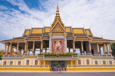 royal palace complex in phnom penh, cambodia, southeast asia
