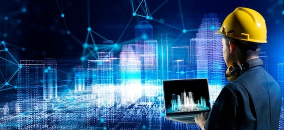 asian engineer smart city iot internet of thing digital technology futuristic, online process industry automation management smart digital technology and power energy sustainable city.