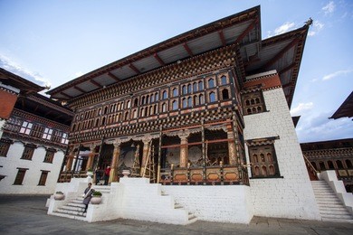 inside the trashi chhoe dzong in thimphu, the capital of the royal kingdom of bhutan, asia