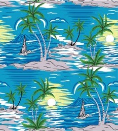summer holidays - vector.coconut palm tree.ocean and blue sky