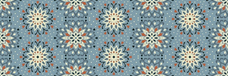 seamless floral pattern. stylized doodle flowers. spanish ethnic embroidery. folk ornament. solar sign. mediterranean print. indian oriental or turkish textiles. boho wallpaper. hipster art.