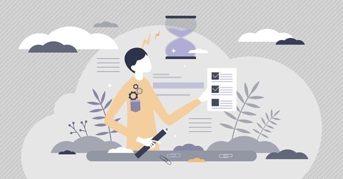 exam test for pupil examination and knowledge check flat tiny persons concept. student grades result from performance judging vector illustration. school and university teachers marks evaluation scene