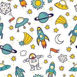 vector space seamless pattern. children space seamless pattern.