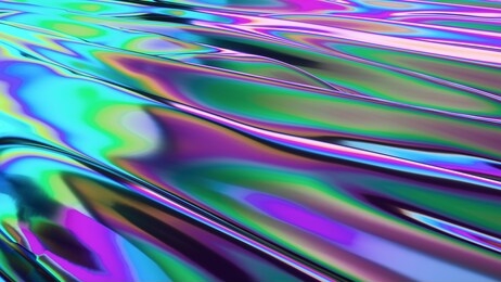 neon flowing liquid waves abstract motion background. 3d illustration. iridescent effect wallpaper