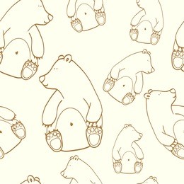 seamless pattern with cute cartoon doodle bears. hand drawn childish background.