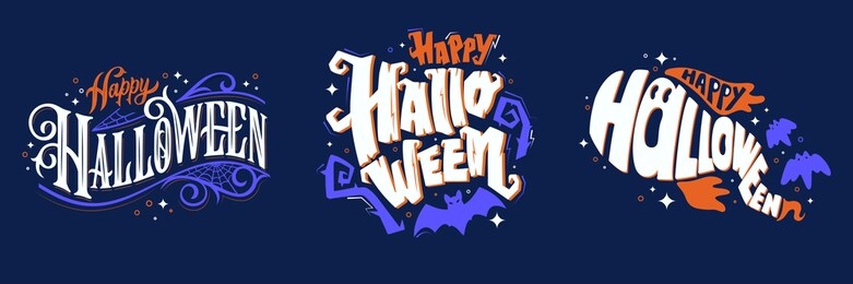 happy halloween vector lettering. holiday lettering for banner. happy halloween poster, greeting card, party invitation. vector illustration. 