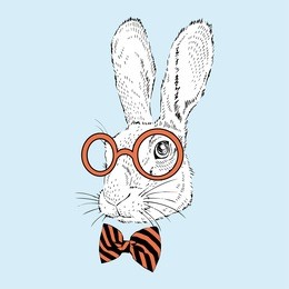 hand drawn portrait of hare hipster