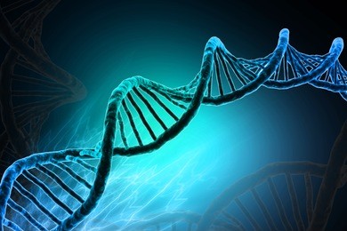 digital illustration of dna in colour background