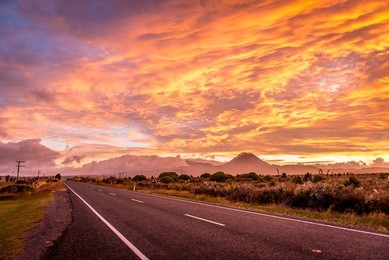road to mount ngauruhoe sunrise