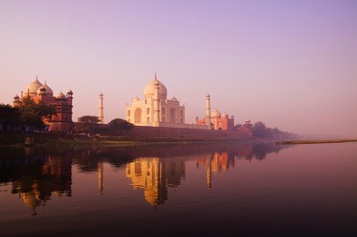 beautiful scenery of taj mahal and a body of water, india