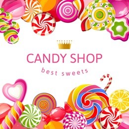 bright background with candies