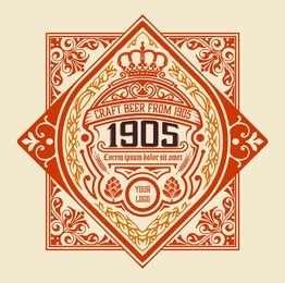 old  label design for beer  and wine label, restaurant banner, beer label. vector illustration