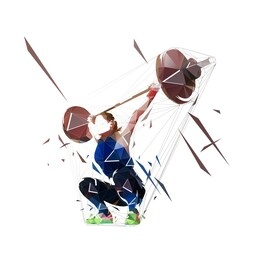 weightlifter woman, low polygonal abstract isolated vector illustration. geometric strong people. triangles