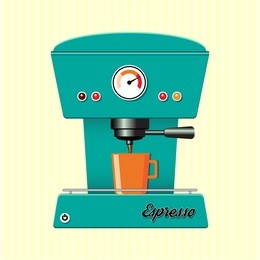 retro style coffee maker on candy-stripe background. eps10 vector format