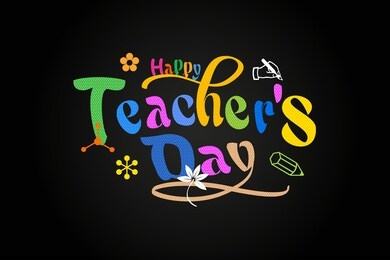happy teachers' day vector banner design and teachers day calligraphy font style background.