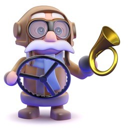 3d render of a pilot with steering wheel and horn