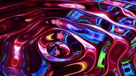 3d rendring abstract iridescent fluid background. beautiful wavy glass surface of liquid with pattern, gradient color and flow waves on it. creative bright bg