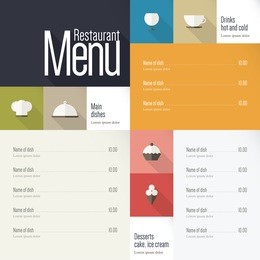 restaurant menu. flat design
