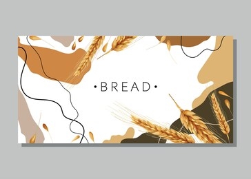 stylized wheat on an abstract background with the text. banner, poster, wrapping paper, sticker, print, modern textile design. vector illustration. 