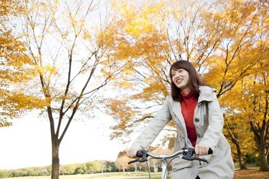 japanese woman riding a bicycle
