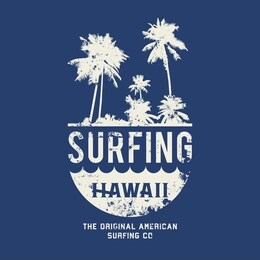 vector illustration on the theme of surf and surfing in hawaii. vintage design. grunge background. typography, t-shirt graphics, print, poster, banner, flyer, postcard
