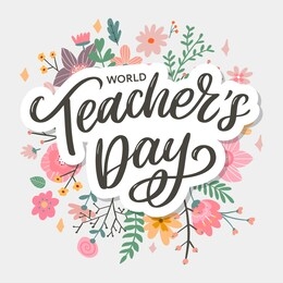 happy teacher's day inscription. greeting card with calligraphy. hand drawn lettering. typography for invitation, banner, poster or clothing design. vector quote.