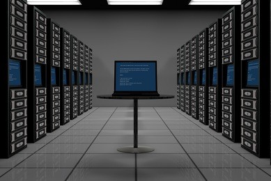 data room full of servers