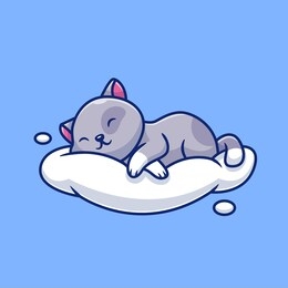 cute cat sleeping on the cloud cartoon vector icon illustration. animal love icon concept isolated premium vector. flat cartoon style