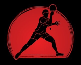 ping pong player, table tennis action cartoon graphic vector