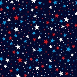 white, red and blue stars with dots seamless pattern