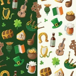 pattern for saint patrick day with traditional irish items