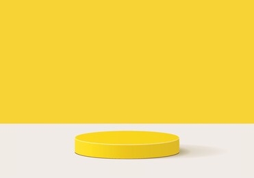 cylinder background abstract minimal scene with yellow geometric platform. summer background vector 3d rendering with podium. stand to show products. stage showcase on pedestal modern 3d yellow studio