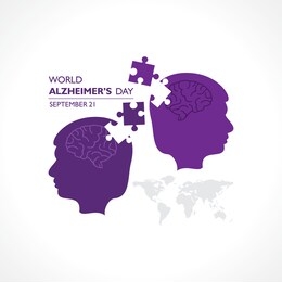 silhouettes with puzzle pieces. vector illustration of world alzheimer's day observed on september 21