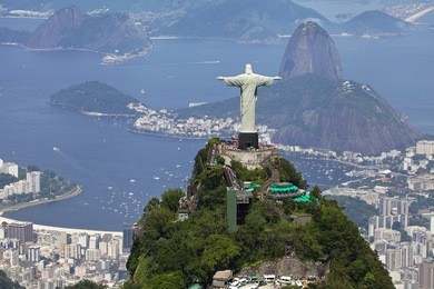 aerial view of rio de janeiro and christ the redeemer