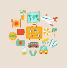 travel mobile ui applications graphic user interface flat icons set.. raster copy.