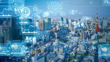 smart city and communication network concept. 5g. iot (internet of things). telecommunication.