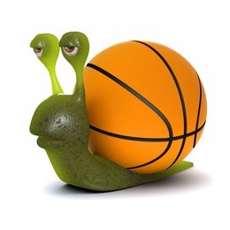 3d render of a snail with a basketball shell