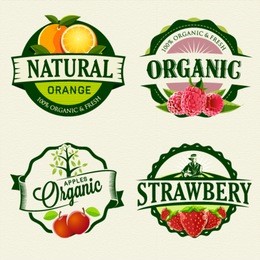 set of fresh & organic labels