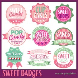 sweet badges with white background